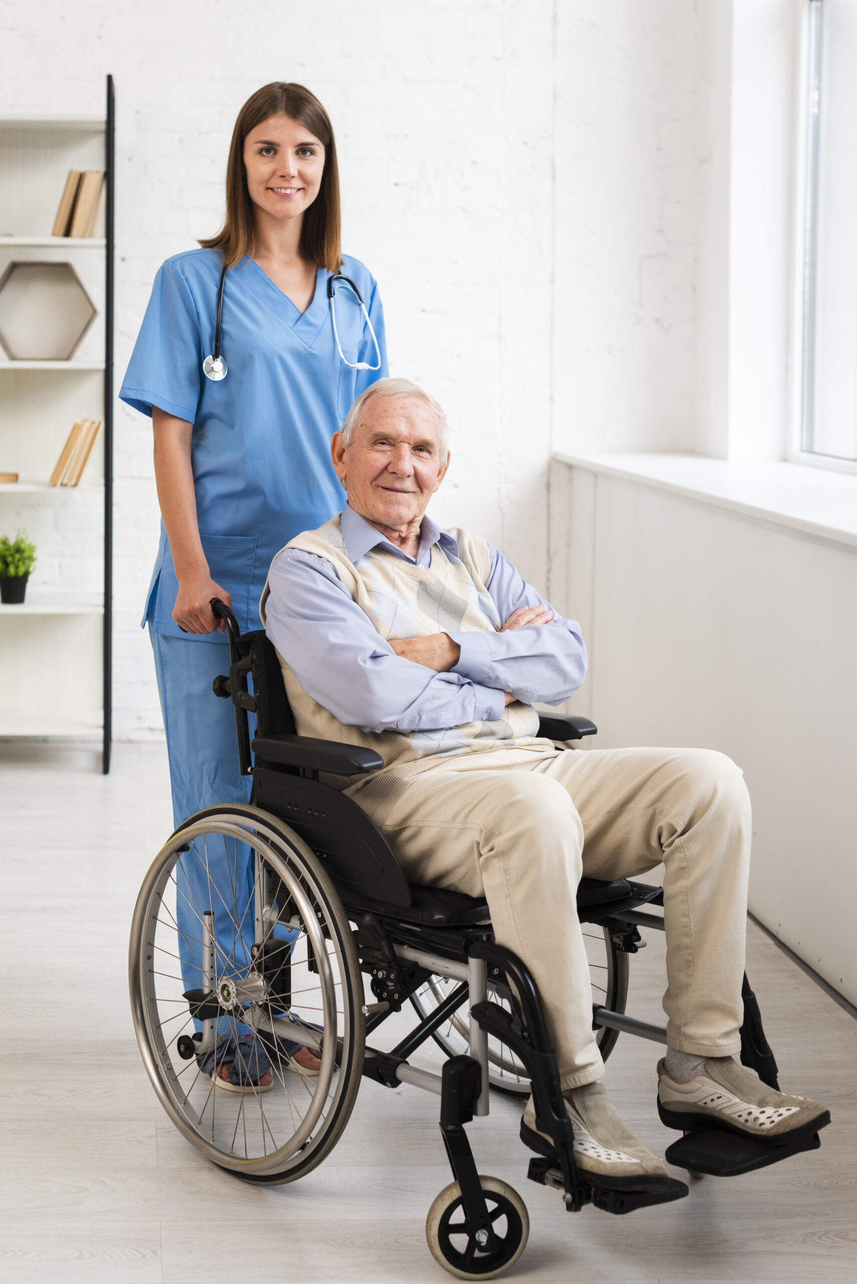 Home nurse providing companionship and care to an elderly man in Faridabad